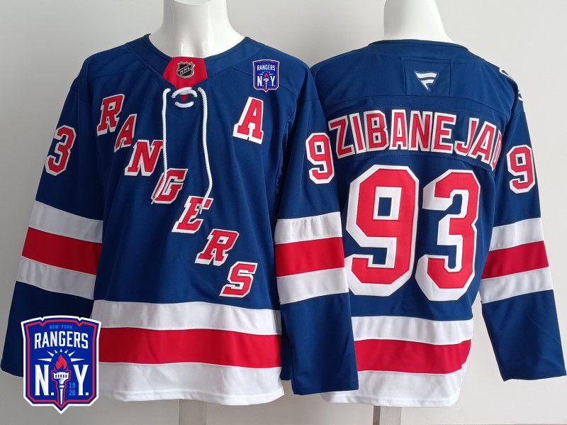 Men New York Rangers 93 Zibanejad Blue 2025 Fanatics Home Premium NHL Jersey style 5